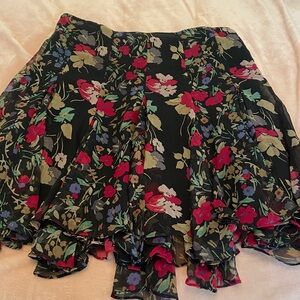 Ralph Lauren Black Floral Skater Skirt